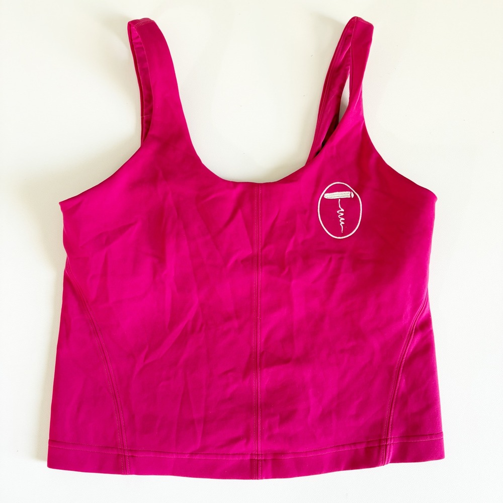 Lululemon Womens Passionate Pink Glow Up Embroidered Company Logo Tank Size 8